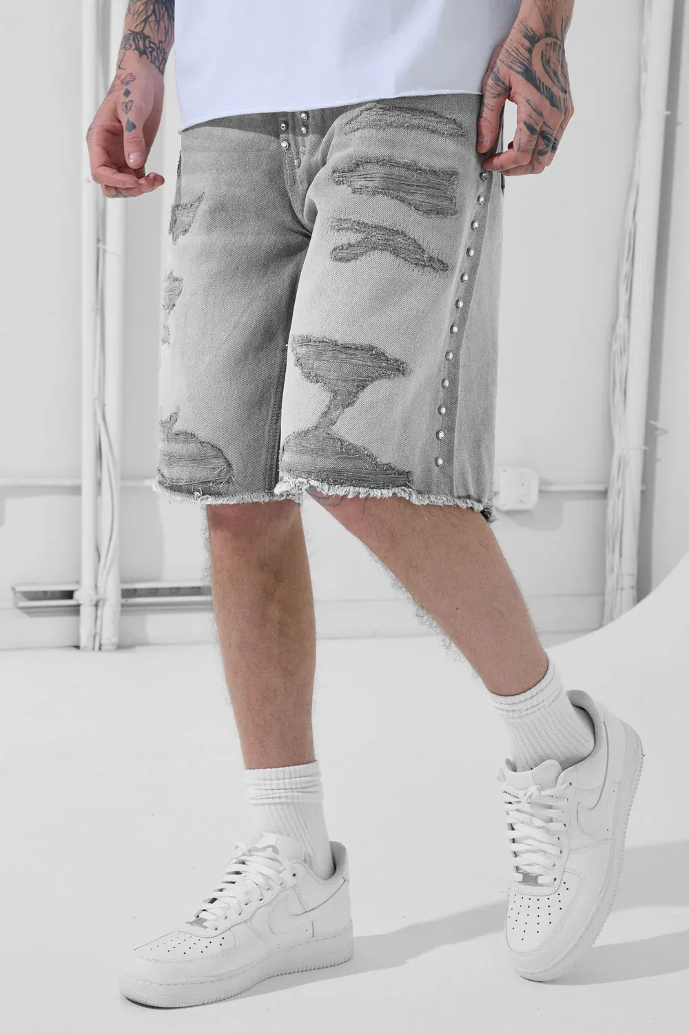Heavy Metal Denim Shorts - Arctic Grey