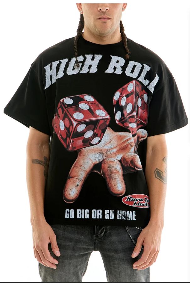KNT145 BLACK - HIGH ROLL T SHIRT TOP