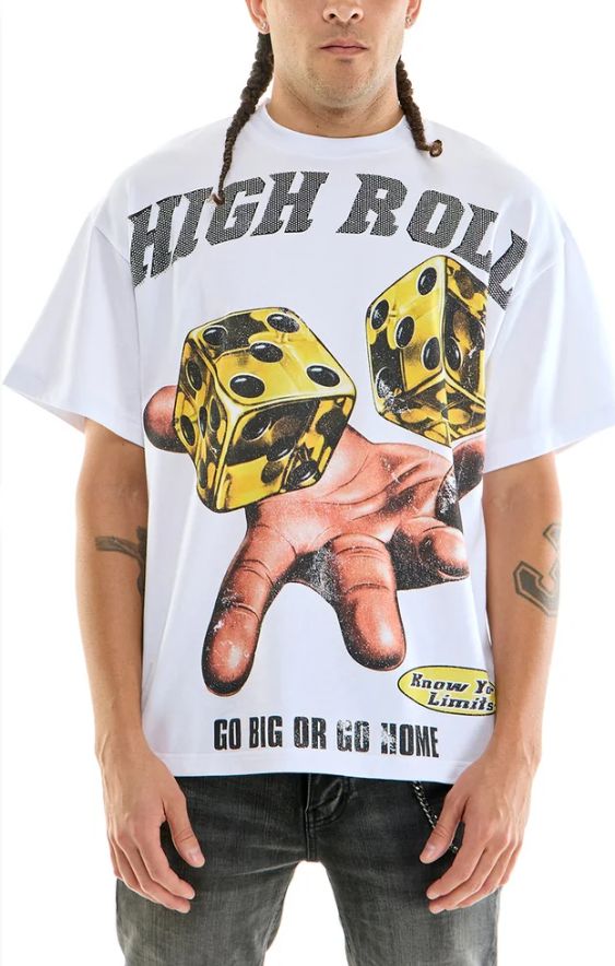 KNT145 WHITE - HIGH ROLL T SHIRT TOP