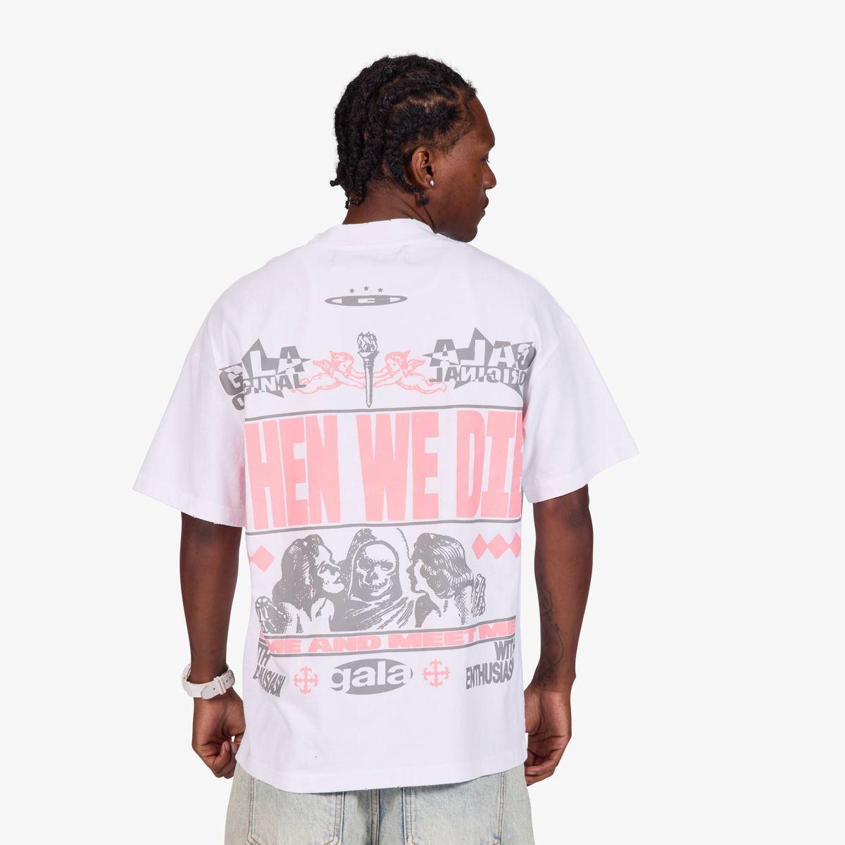 "GRAVEYARD" TEE (WHITE/PINK)