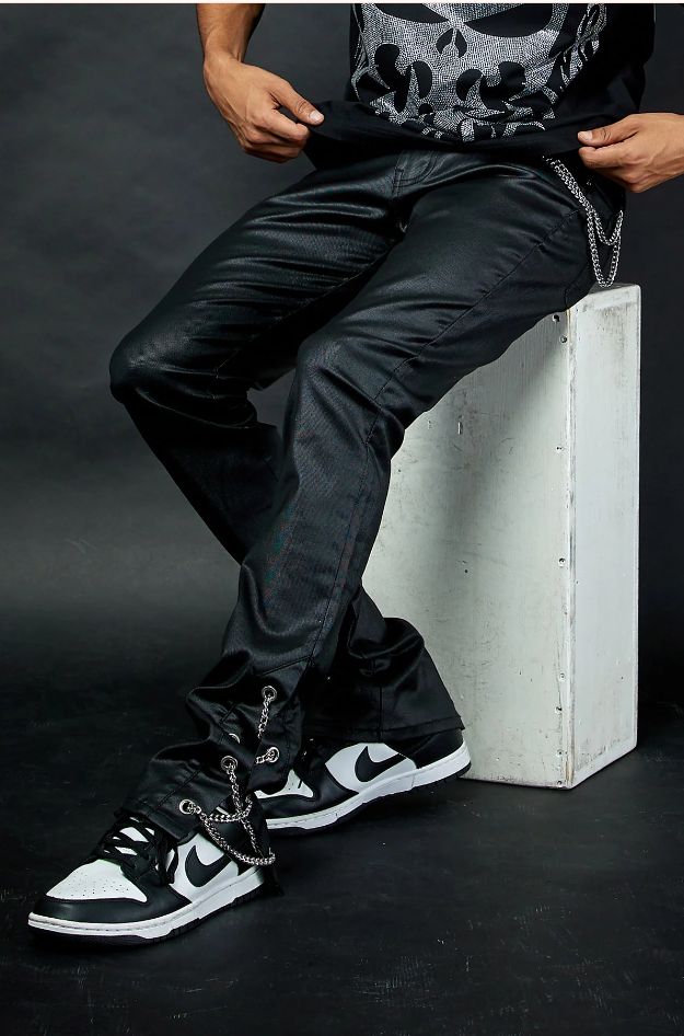 KND4909 JET BLACK - SIDE CHAIN JEANS
