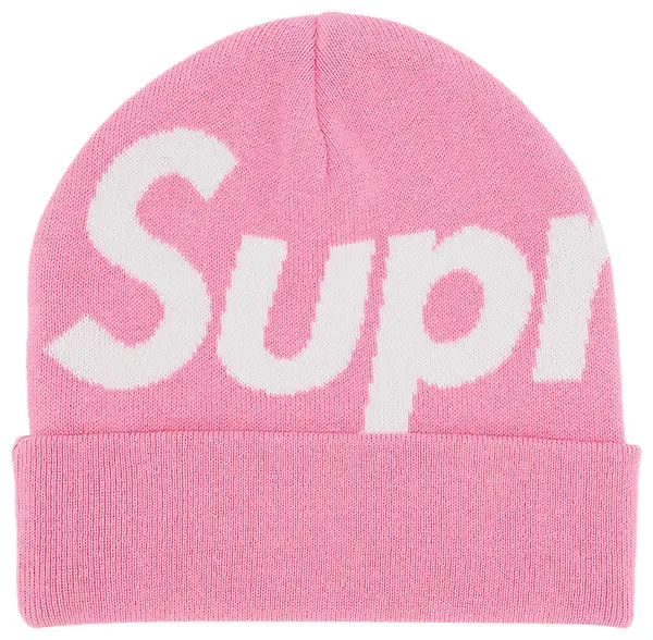supreme big logo beanie - Pink