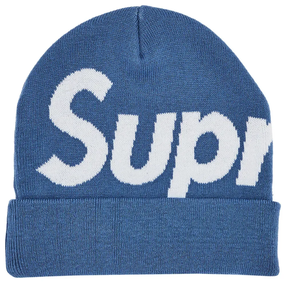 supreme big logo beanie - Blue