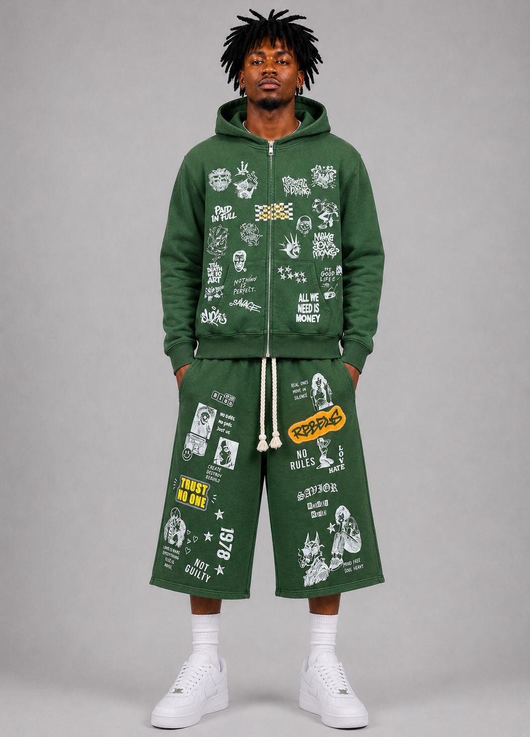 3 QUARTER SHORT SET - GREEN