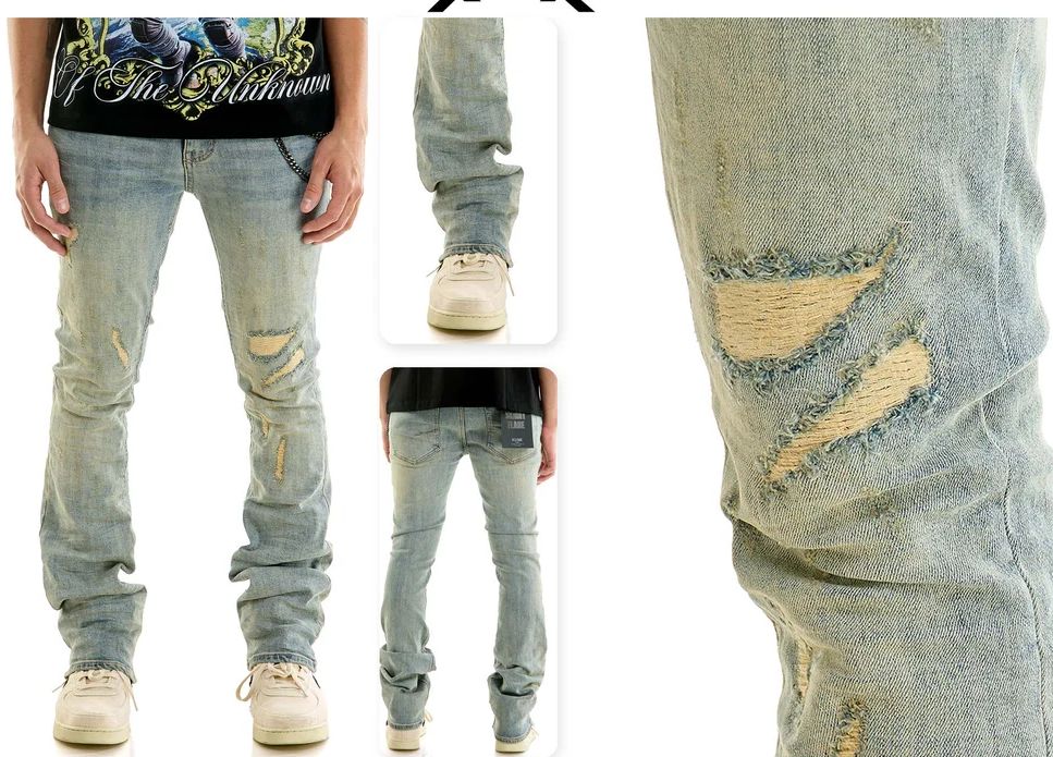 KND4999 3D CREASED STACKED JEANS