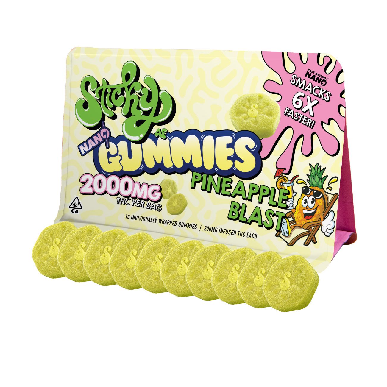 2000mg Sticky Nano Gummies Pineapple Blast