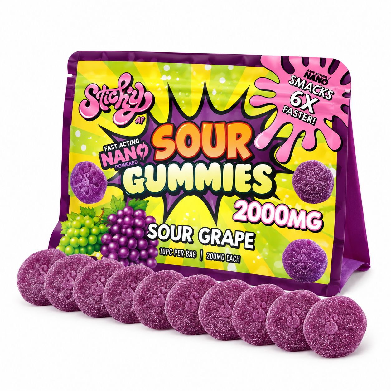 2000mg Sticky Nano Gummies Sour Grape