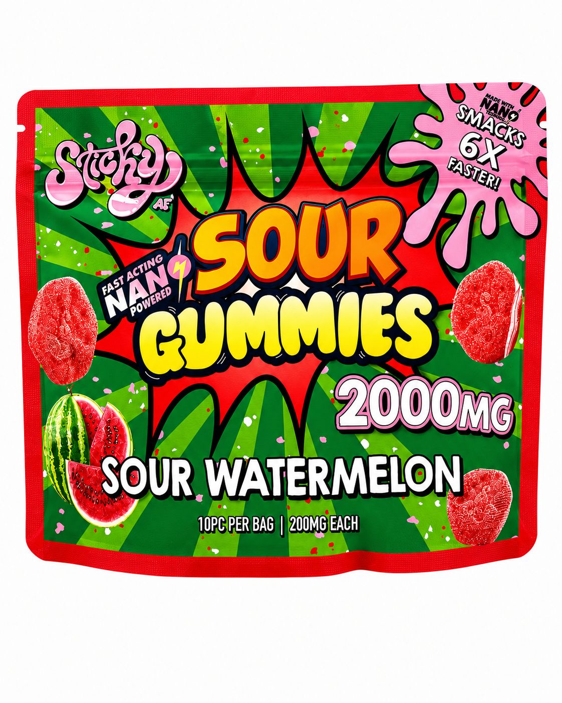 2000mg Sticky Nano Gummies SOUR Watermelon