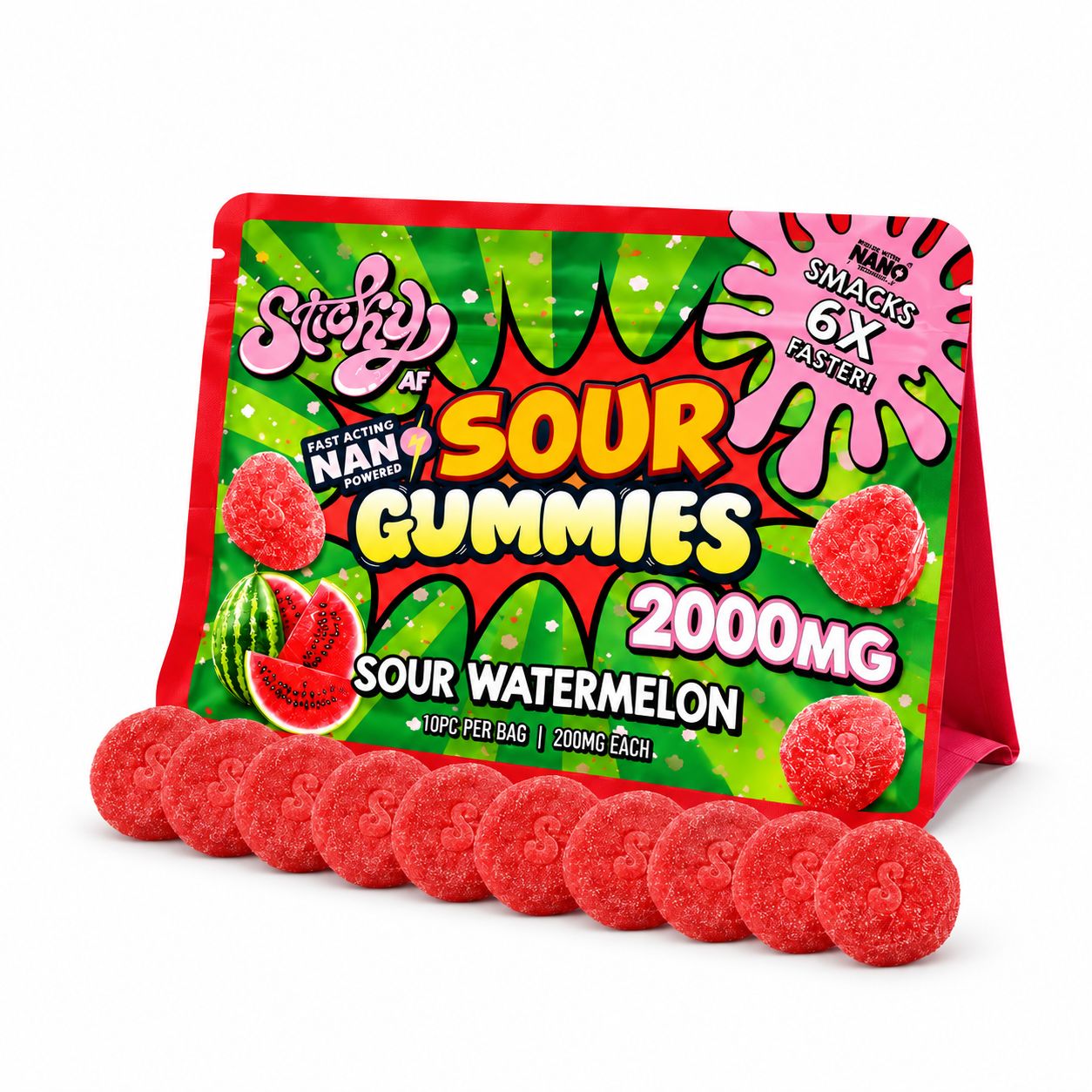 2000mg Sticky Nano Gummies SOUR Watermelon