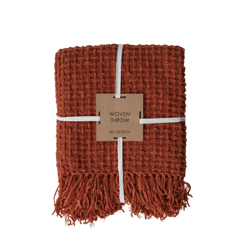Rust Woven Chenille Throw