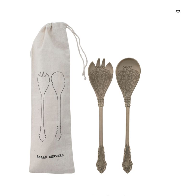 Embossed Brass Salad Servers Set