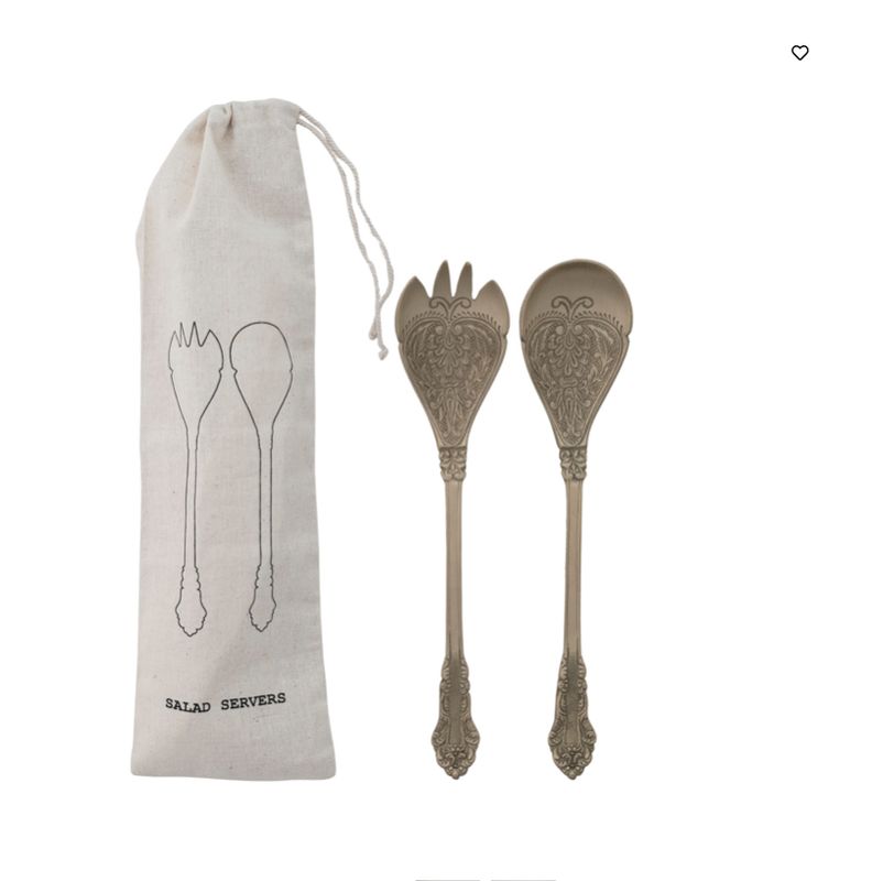 Embossed Brass Salad Servers Set