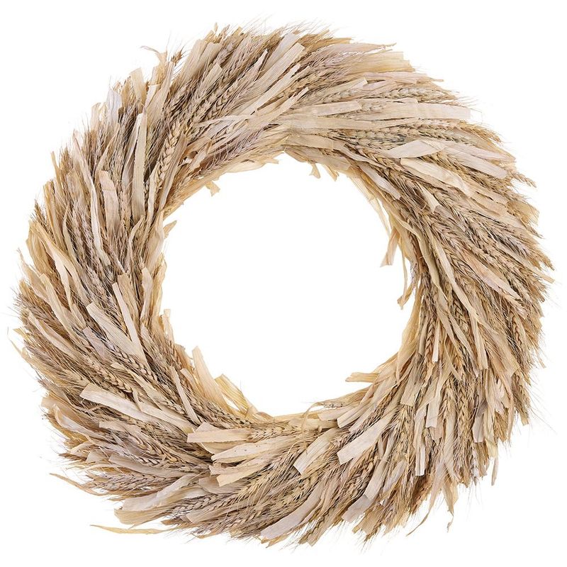 21" Preserved Wheat &amp; Corn Husk Wreath