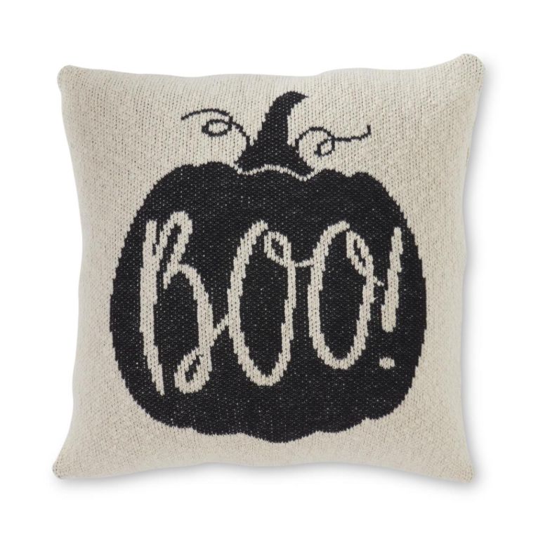 20" Cream &amp; Black BOO Pillow