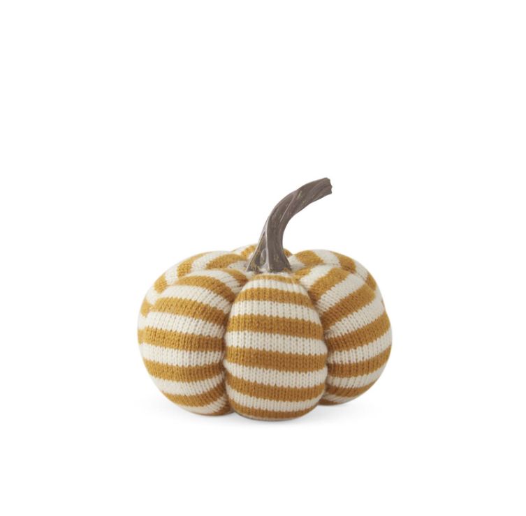 4" Yellow &amp; Cream Stripe Pumpkin