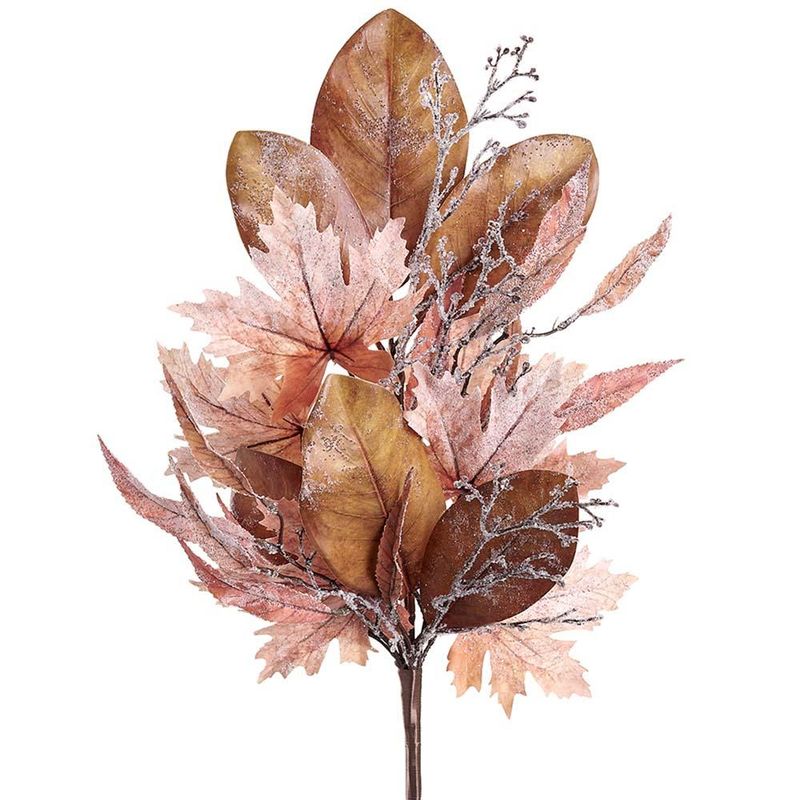 28" Iced Maple/Magnolia Leaf Spray
