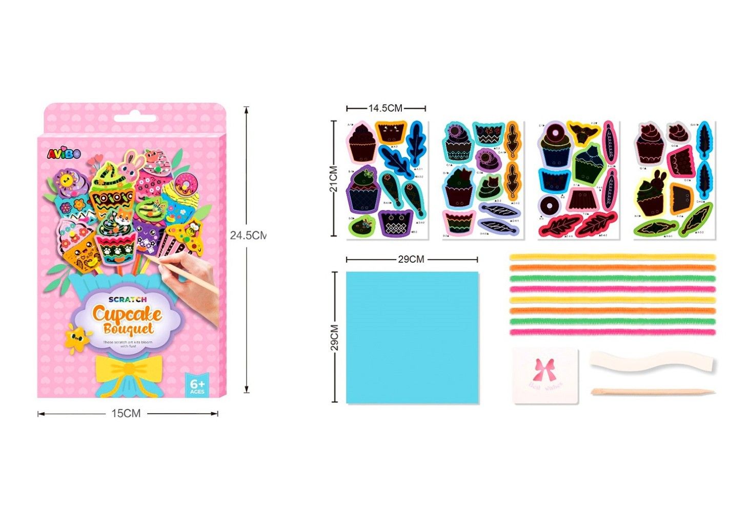 018880 SCRATCH ART SET IN P/B CUPCAKES