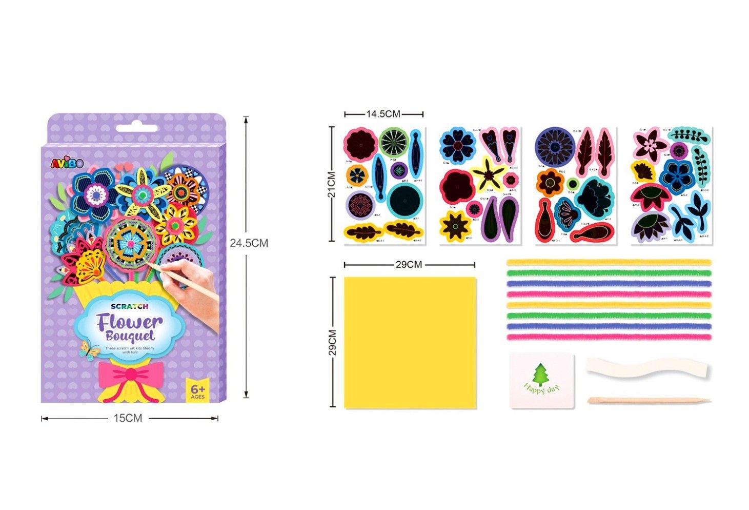 018879 SCRATCH ART SET IN P/B FLOWERS