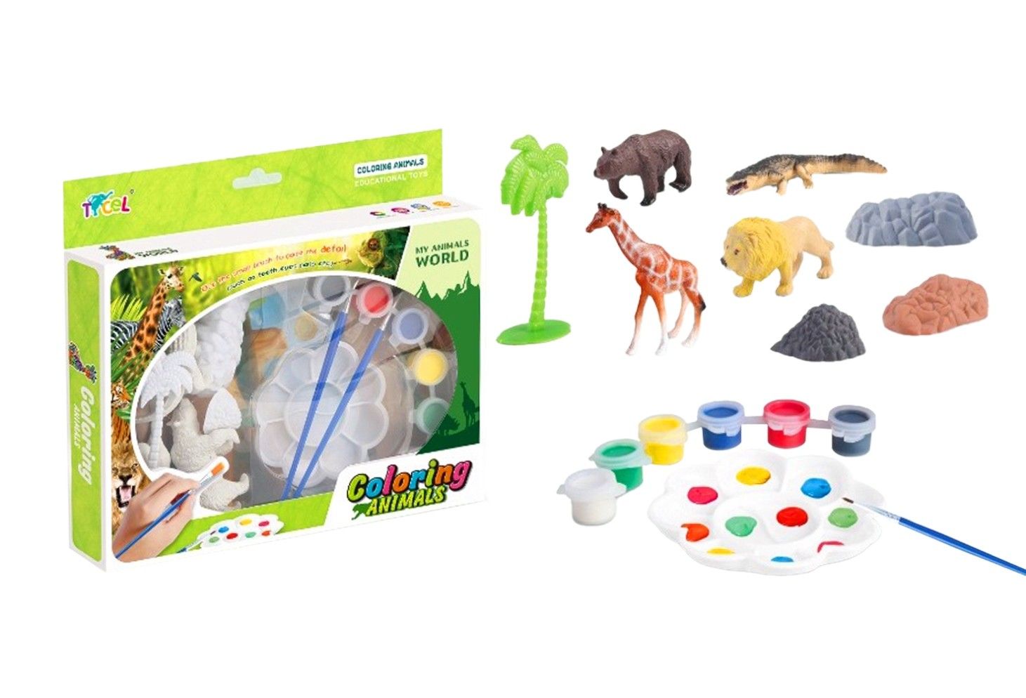 018877 WILD ANIMALS PAINTING SET IN WINDOW BOX