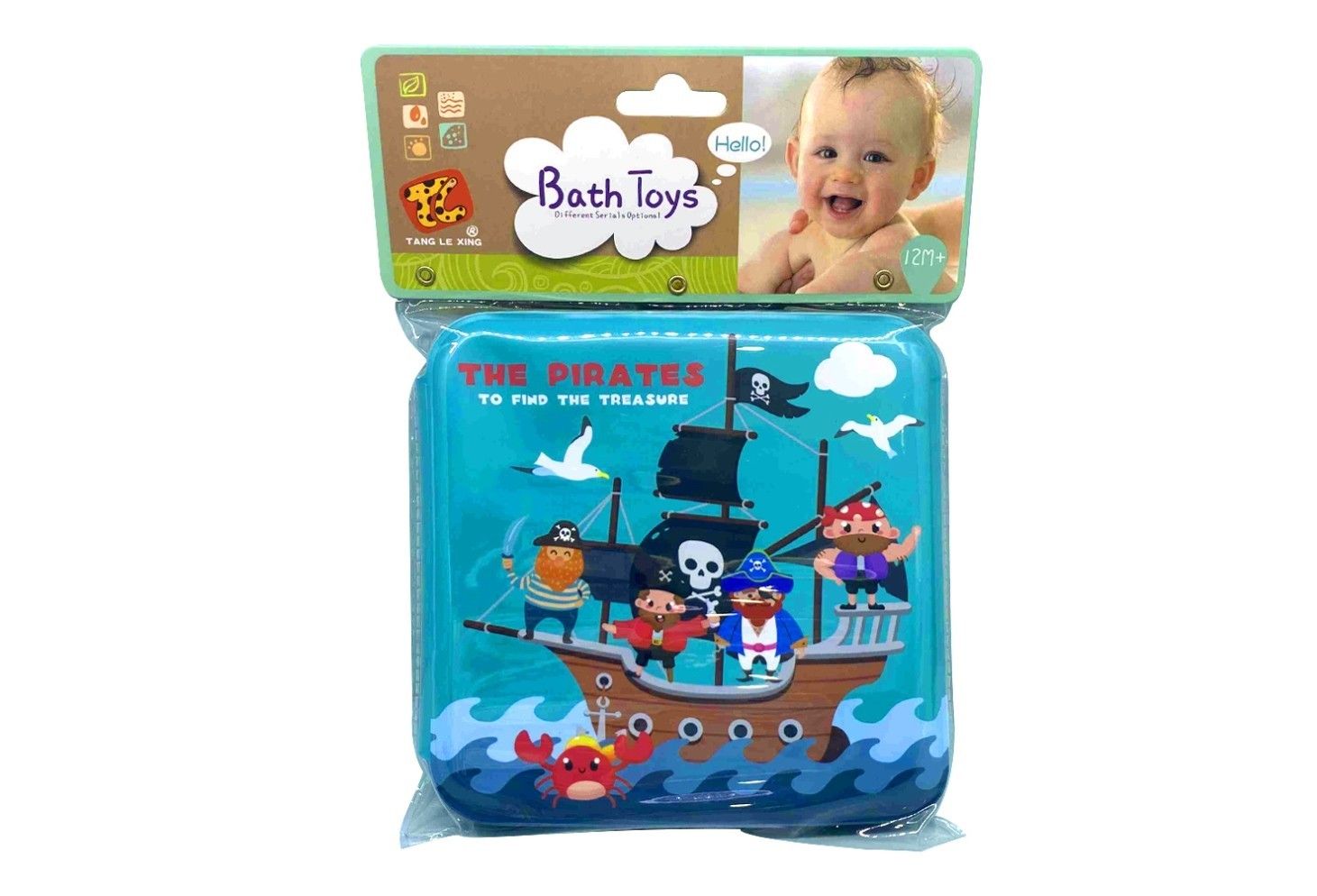 018739 EVA BATH BOOK PIRATE IN HEADER BAG