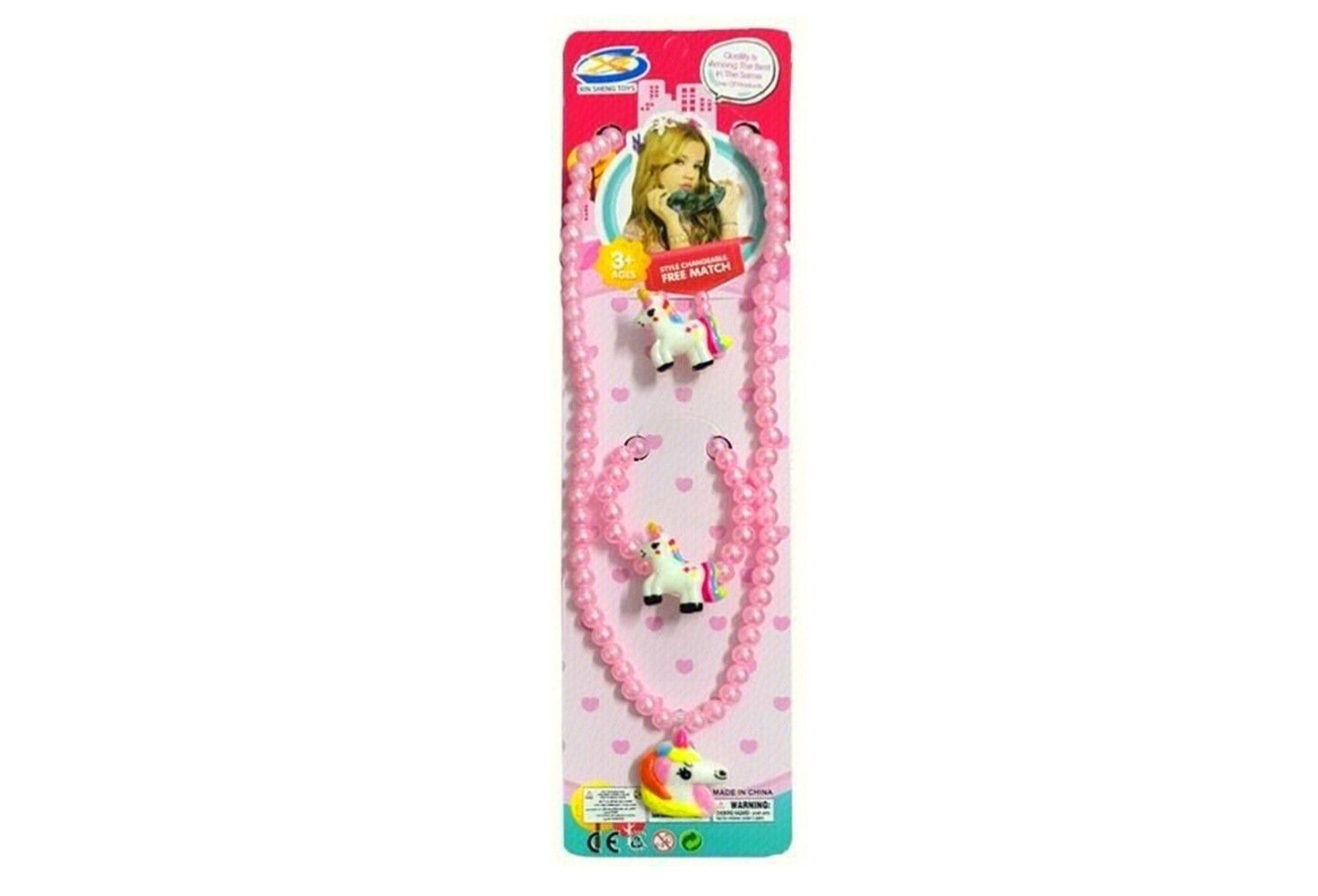 018949 3PCS JEWELLERY SET IN HANG CARD - UNICORN