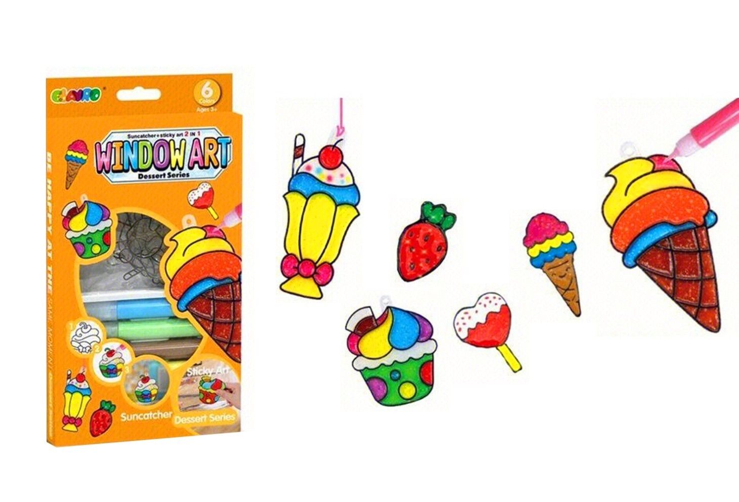 018888 WINDOW ART SET IN WINDOW BOX ICE CREAM