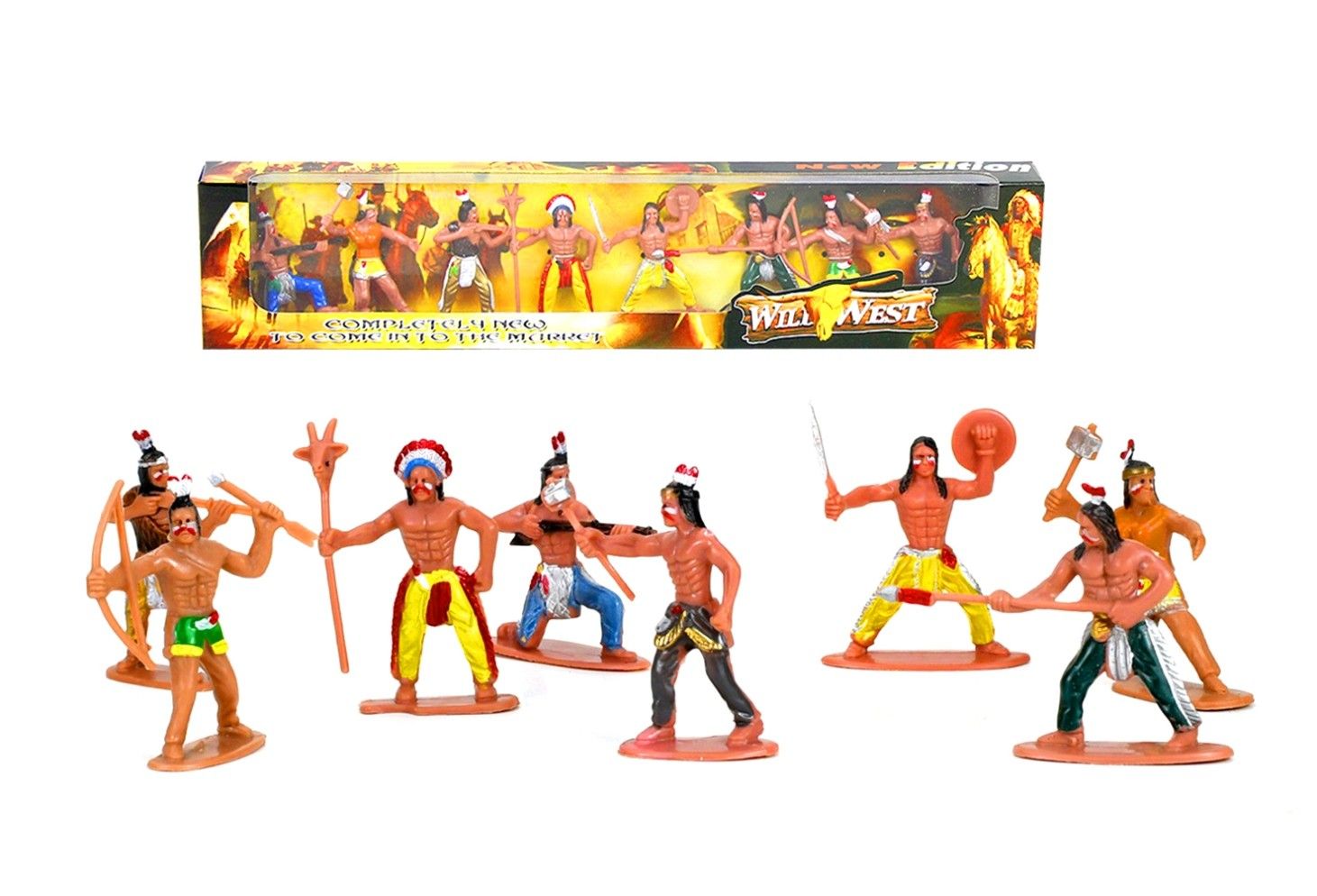 017195 8 PCE NATIVE AMERICAN FIGURES SET IN W/B