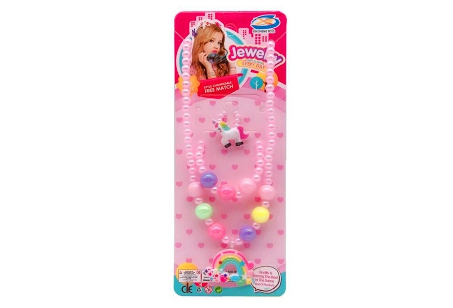 018950 3PCE JEWELLERY SET IN HANG CARD - WCOLOURFUL PEARLS