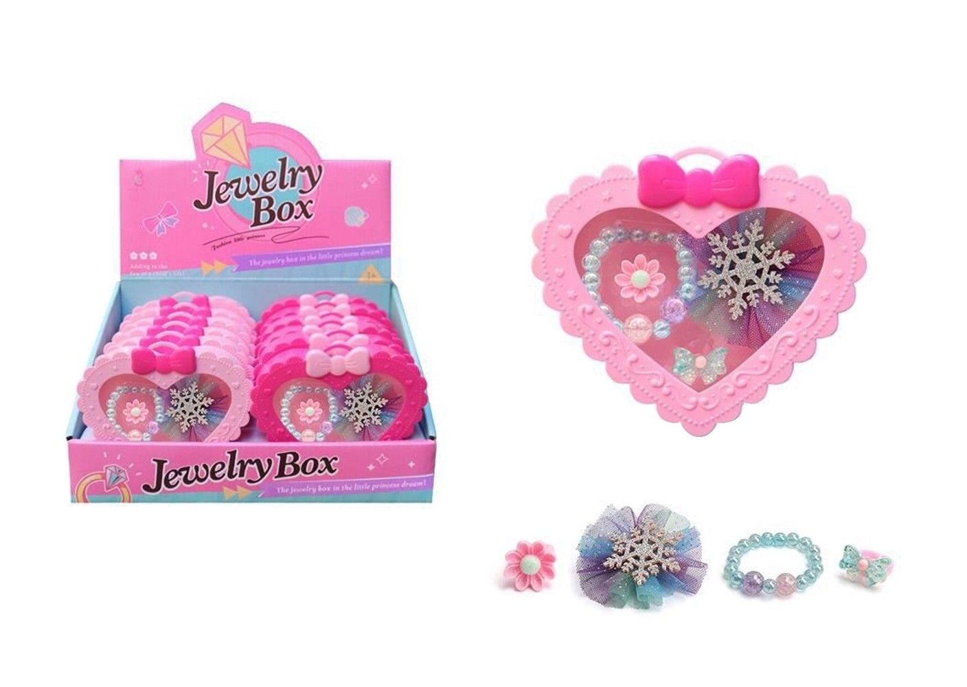 018941 HEART JEWELLERY BOX IN DISPLAY BOX W/FLOWER RING