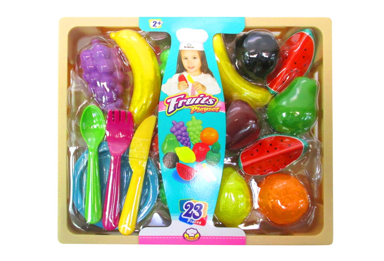 020217 FRUITS PLAYSET W/CUTTING BOARD 23 PCE