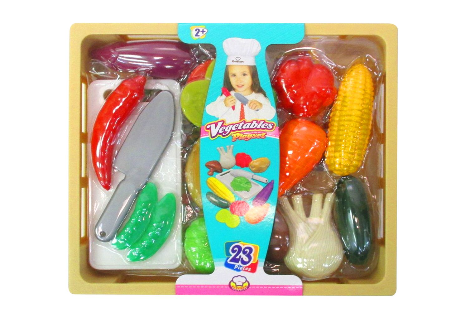 020216 VEGETABLES PLAYSET W/CUTTING BOARD 23 PCE