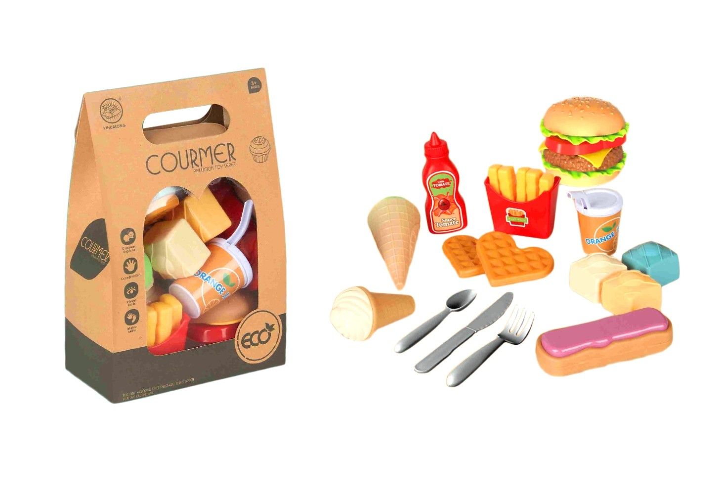 018717 FOOD SET IN PAPER BAG 15PCE