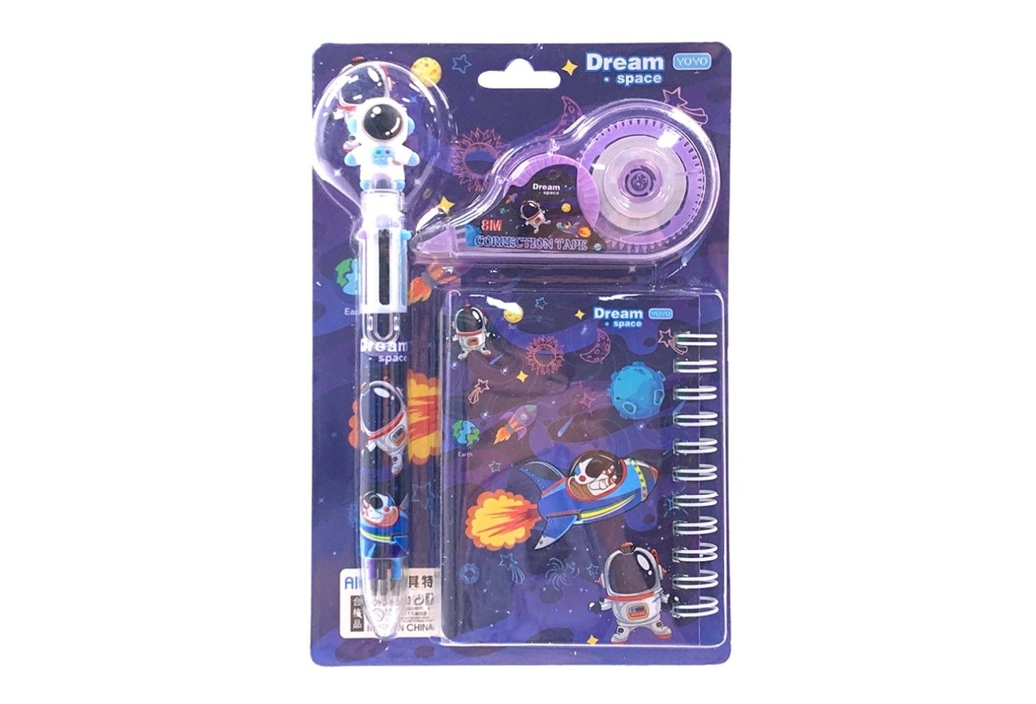 018021 SPACE STATIONERY SET - NOTEBOOK,PEN &amp; TAPE