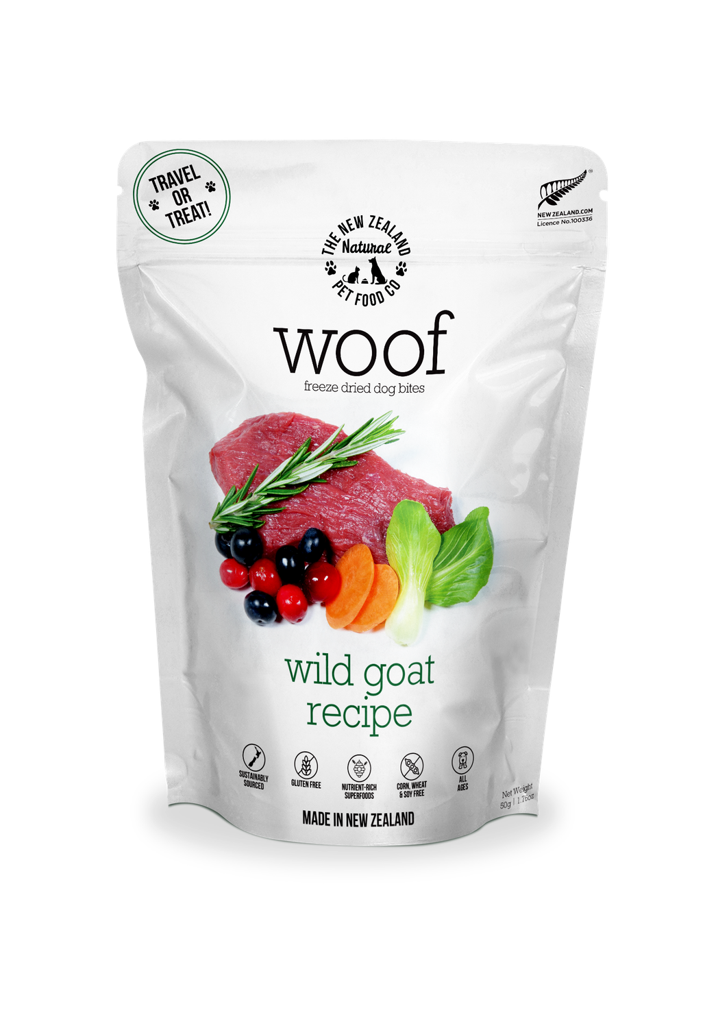 Woof Wild Goat Freeze Dried Dog Food 1.76oz | 9.9oz | 35oz: 1.76oz