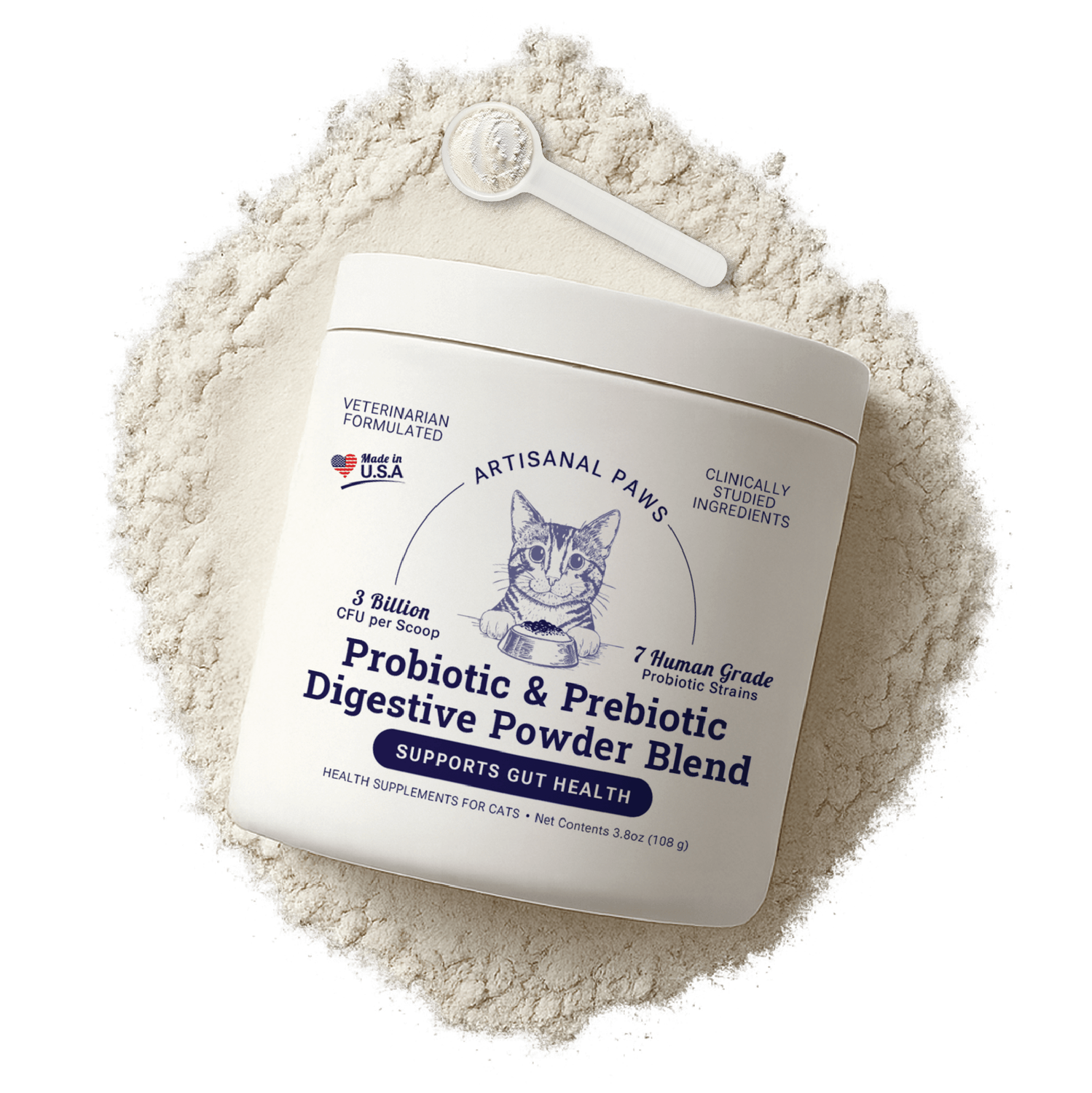 Probiotic and Prebiotic Digestive Powder Blend for Cats