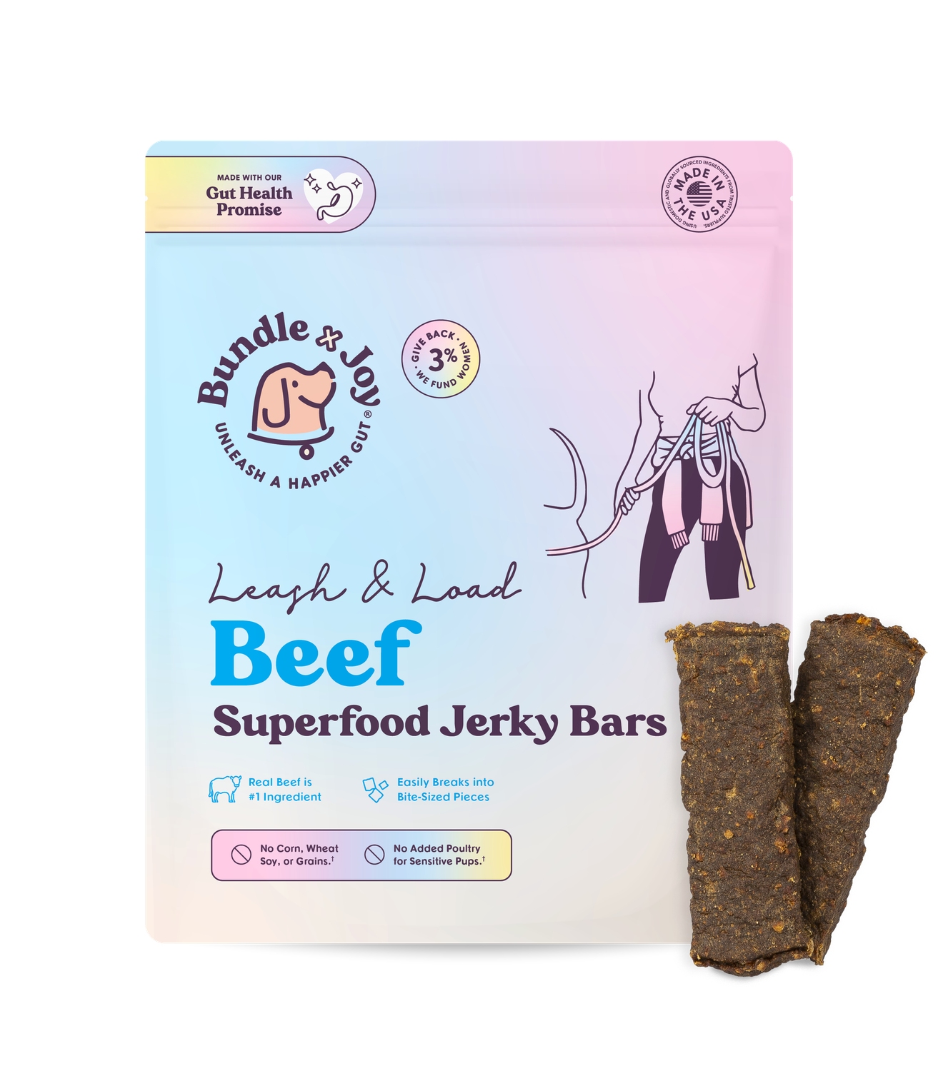 Leash &amp; Load Beef Superfood Jerky Bars for Dogs 16oz: 16oz