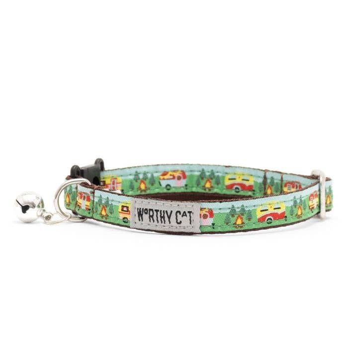 Happy Camper Cat Collar: Multi-Colored / One Size Fits Mostx