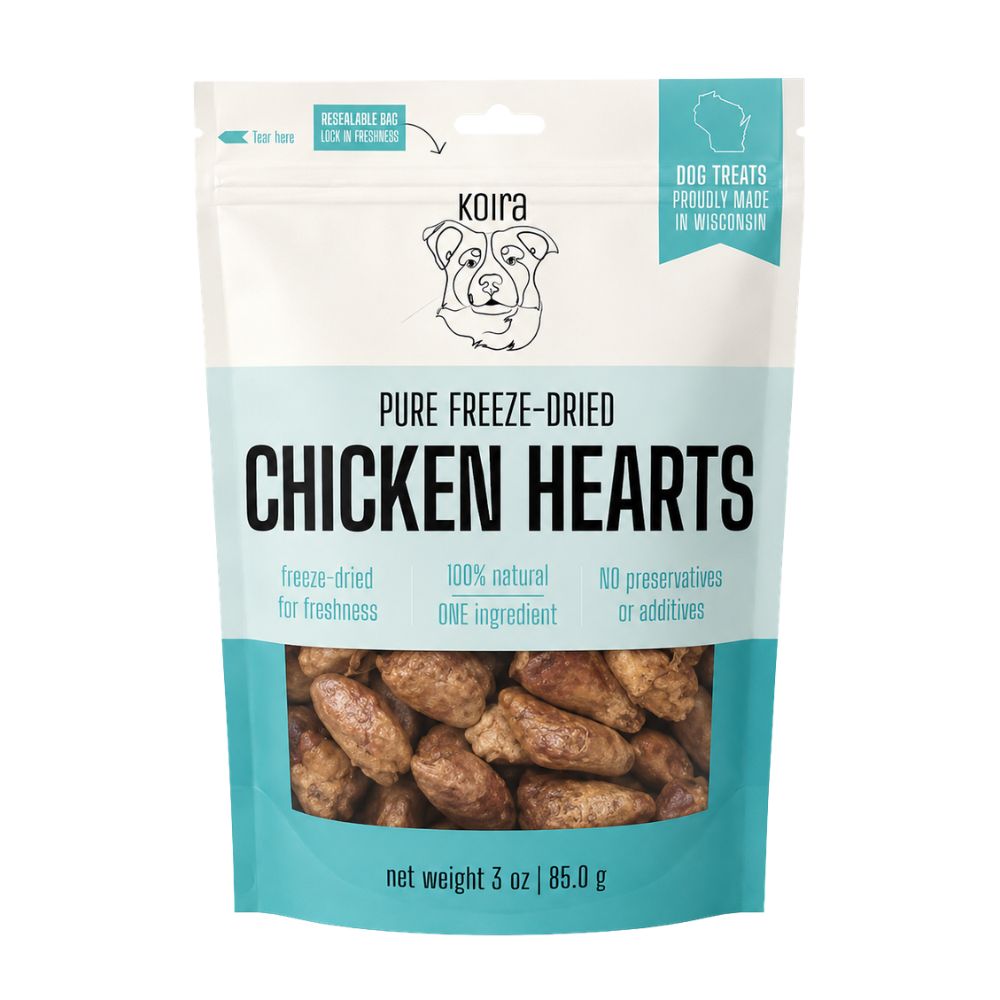 Freeze-dried Chicken Hearts Dog Treats: 4 oz Bag