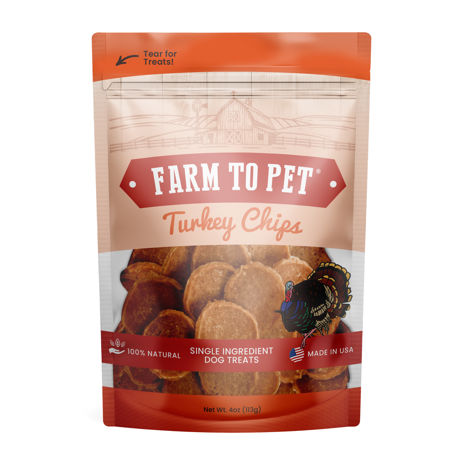 Turkey Chips Dog Treats: 4oz