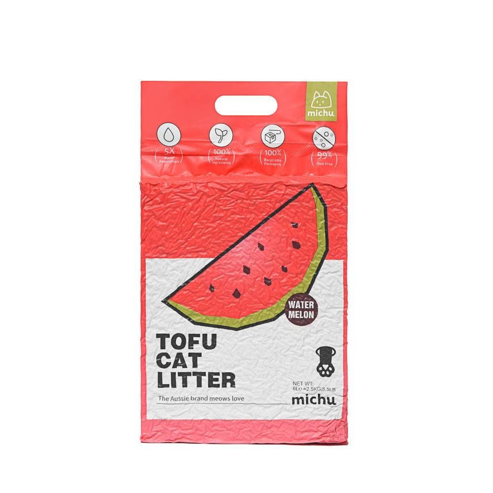 Michu Natural Clumping Tofu Cat Litter 2.5kg/6L: Watermelon