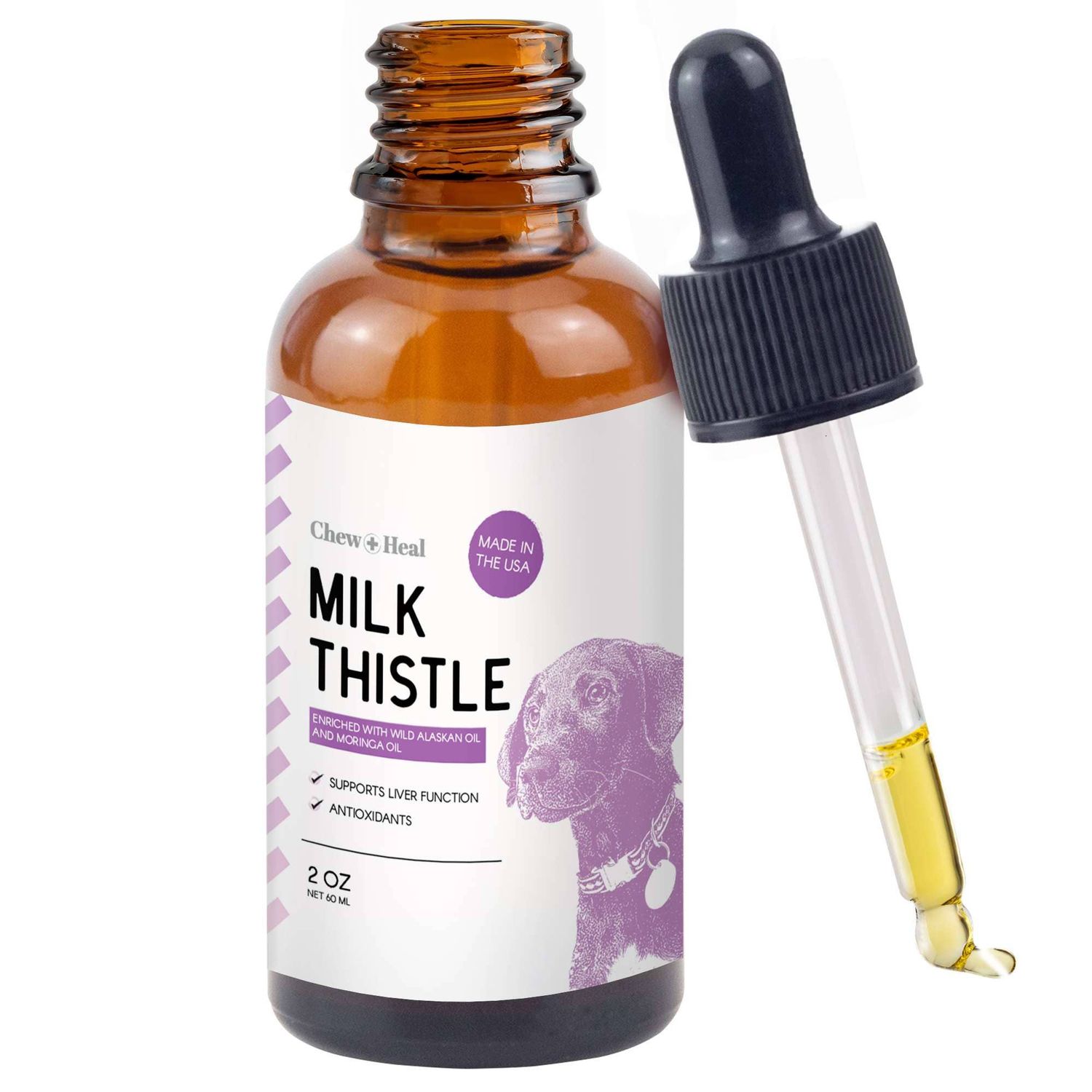 Milk Thistle Tincture with Moringa &amp; Salmon Oil for Dogs