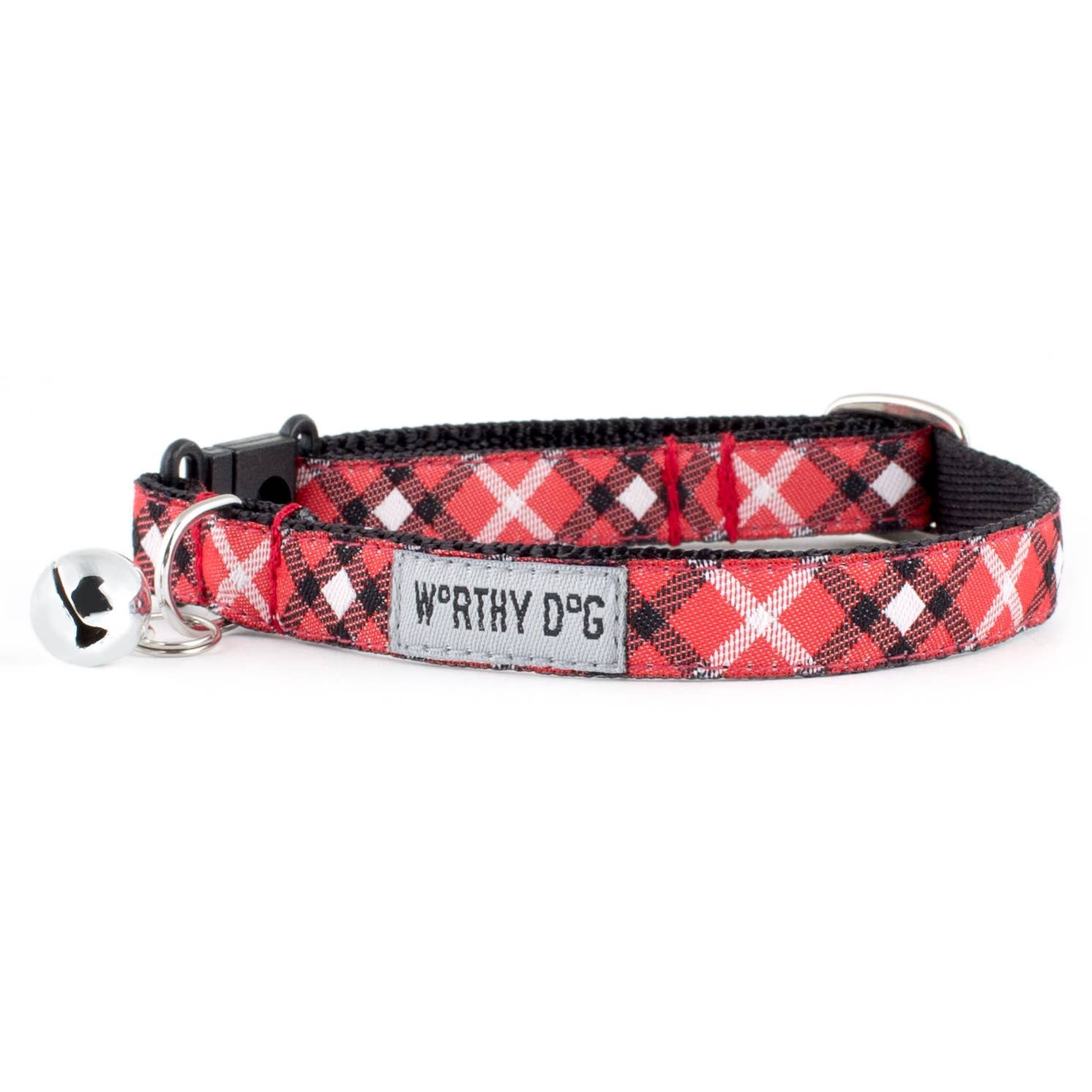 Bias Plaid Cat Collar: Red / One Size Fits Most