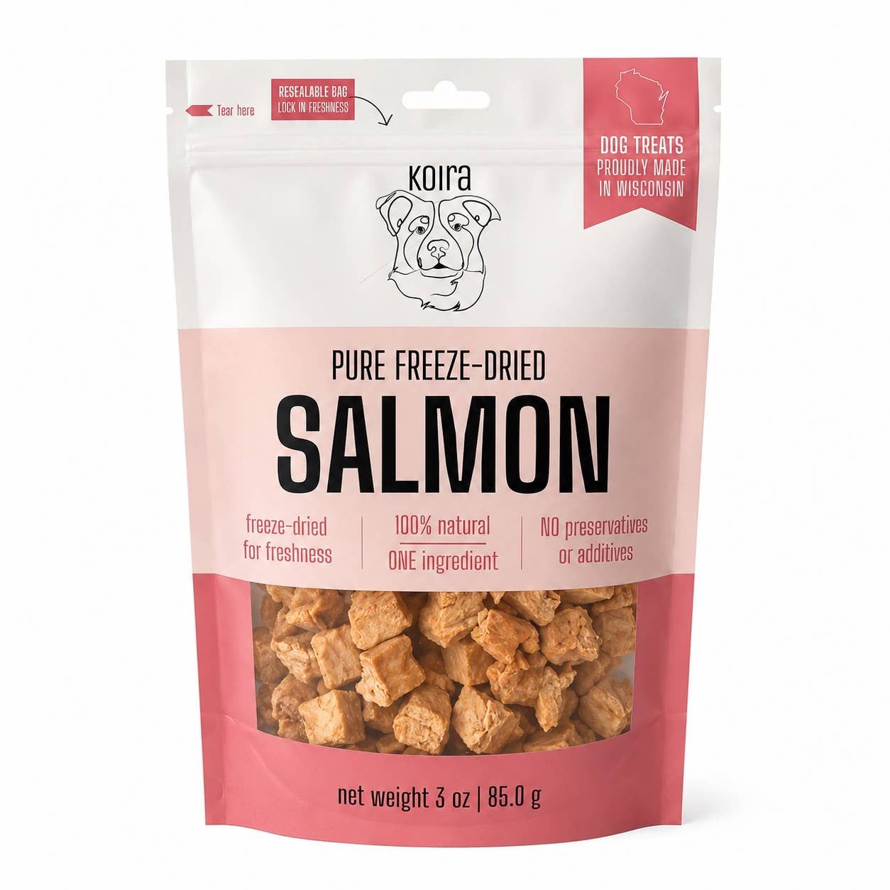 Freeze-Dried Salmon Dog Treats for Dogs: 3 oz Bag