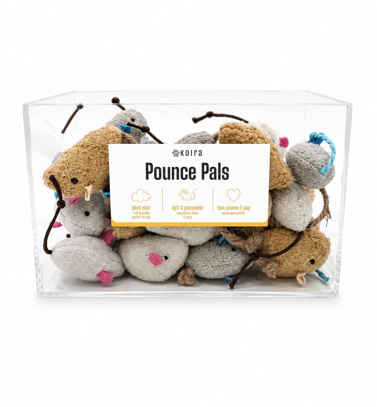 Koira Pounce Pals Plush Mouse Cat Toy Display (50 toys): Pounce Pals Display Bin