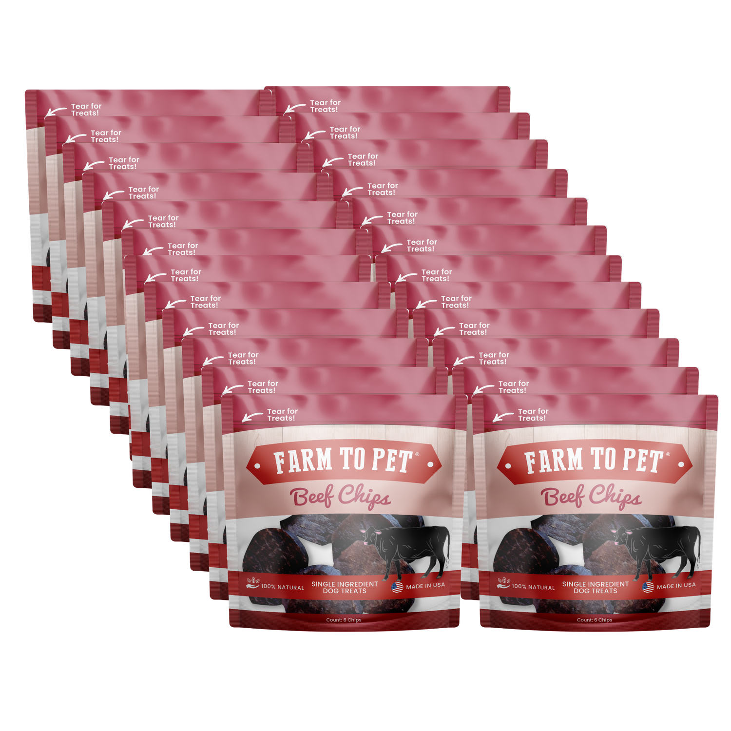 Beef Chips Healthy Dog Snack Pack Bundle (24 pack): Pack of 24