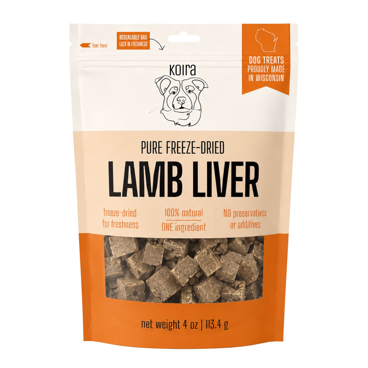 Freeze-dried Lamb Liver Dog Treats: 4 oz Bag