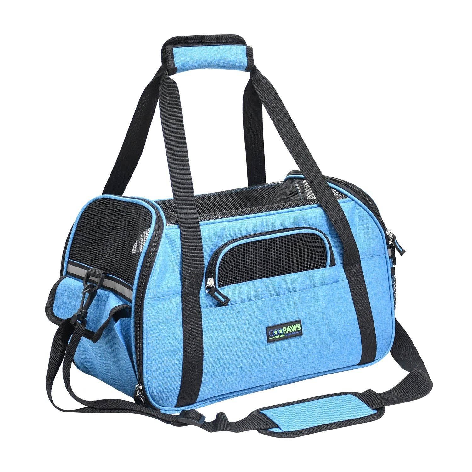 GOOPAWS Soft Sided Pet Cat Carrier Perfect for Travel, Turquoise, 19": 19''
