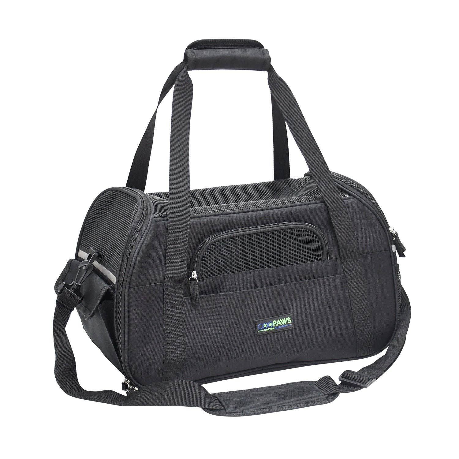 GOOPAWS Soft Sided Small Dog Carrier Comfort for Travel, Black, 19": 19''