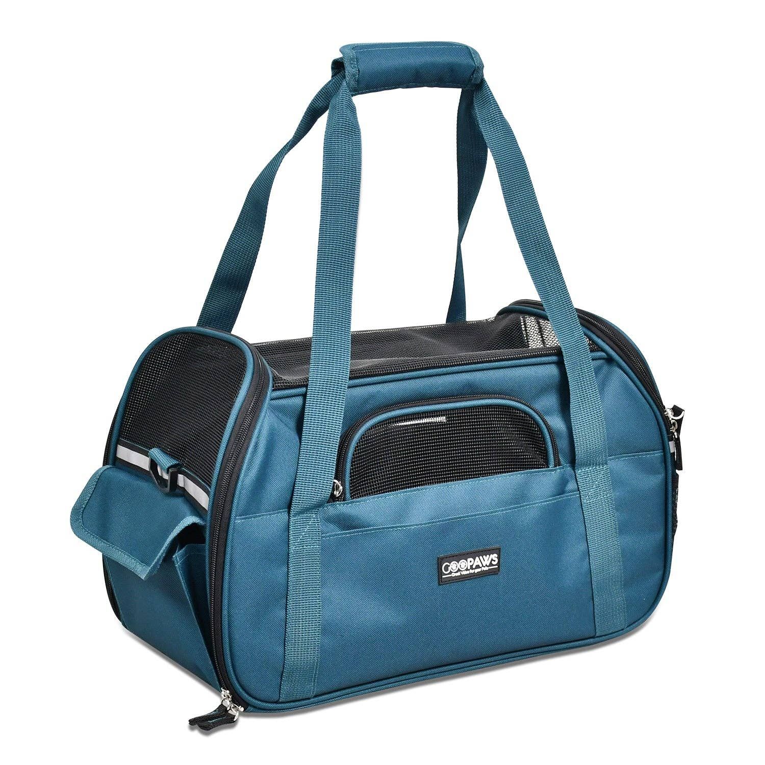 GOOPAWS Soft Sided Pet Cat Carrier Perfect for Travel, Teal Blue, 19": 19''