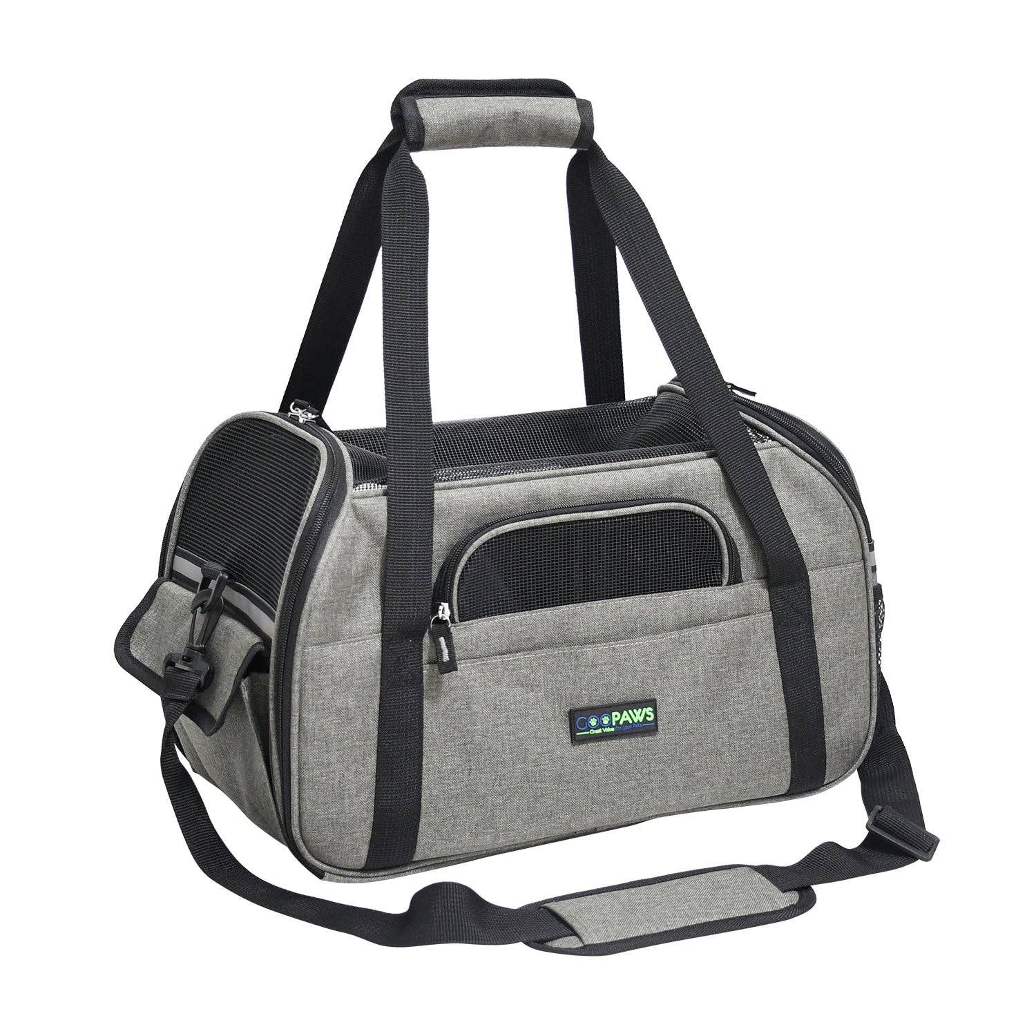 GOOPAWS Soft Sided Pet Carrier Comfort for Outdoor, Smoke Grey, 19": 19''